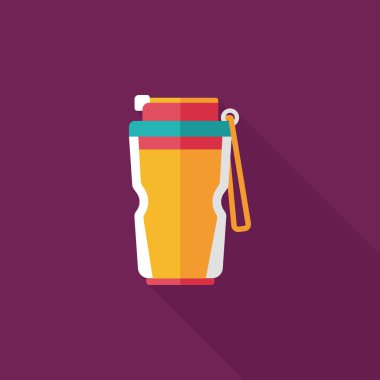 Uzun Gölge, eps10, sıcak su şişesi ile vakum flask düz simgesi