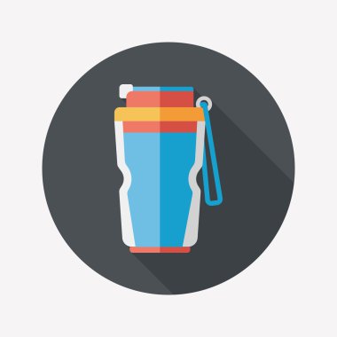 Uzun Gölge, eps10, sıcak su şişesi ile vakum flask düz simgesi