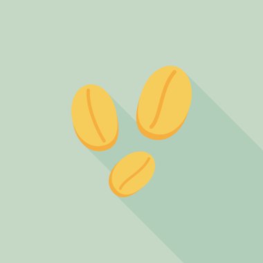 kahve çekirdeği uzun gölge, eps10 düz simgesiyle