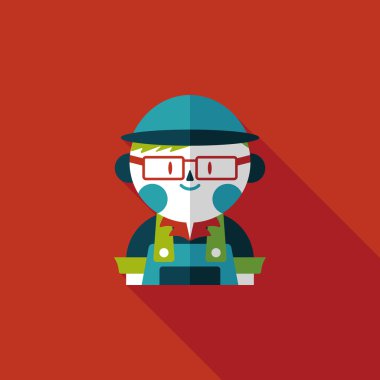 Kahve Dükkanı katip düz simgesi ile uzun gölge, eps10