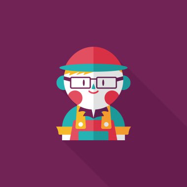 Kahve Dükkanı katip düz simgesi ile uzun gölge, eps10