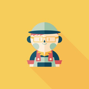 Kahve Dükkanı katip düz simgesi ile uzun gölge, eps10