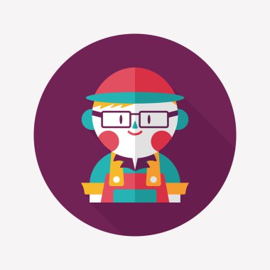 Kahve Dükkanı katip düz simgesi ile uzun gölge, eps10