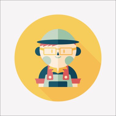 Kahve Dükkanı katip düz simgesi ile uzun gölge, eps10