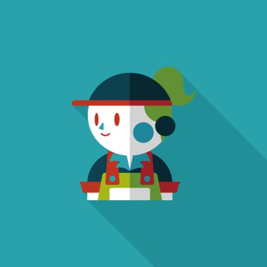 Kahve Dükkanı katip düz simgesi ile uzun gölge, eps10