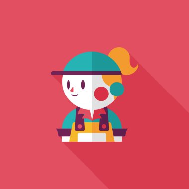 Kahve Dükkanı katip düz simgesi ile uzun gölge, eps10