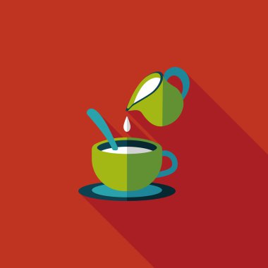 sıcak süt krem kahve düz simgesi ile uzun gölge, eps10