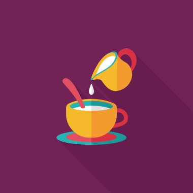 sıcak süt krem kahve düz simgesi ile uzun gölge, eps10