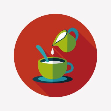 sıcak süt krem kahve düz simgesi ile uzun gölge, eps10