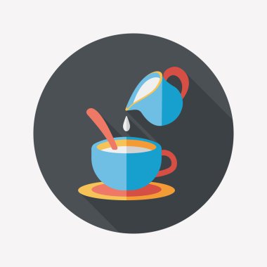 sıcak süt krem kahve düz simgesi ile uzun gölge, eps10