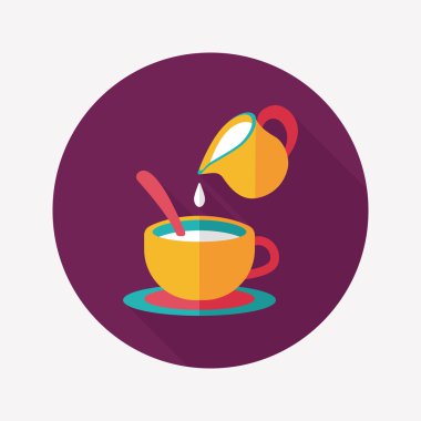 sıcak süt krem kahve düz simgesi ile uzun gölge, eps10