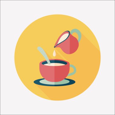 sıcak süt krem kahve düz simgesi ile uzun gölge, eps10