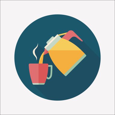 sıcak çay uzun gölge, eps10 düz simgesiyle