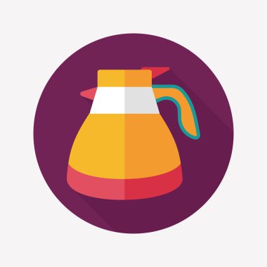 Uzun Gölge, eps10 ile kahve su ısıtıcısı düz simgesi