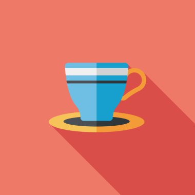 Kahve Kupası düz simgesi ile uzun gölge, eps10