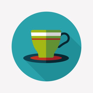 Kahve Kupası düz simgesi ile uzun gölge, eps10