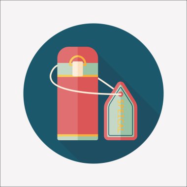 Uzun Gölge, eps10, sıcak su şişesi ile vakum flask düz simgesi