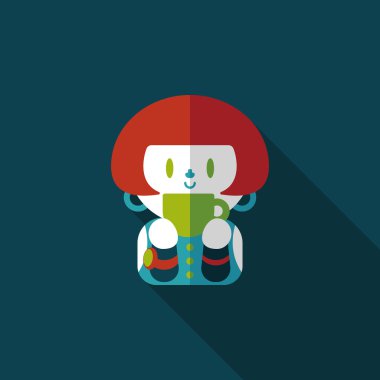 Bayan uzun gölge, eps10 düz simgesiyle kahve içme