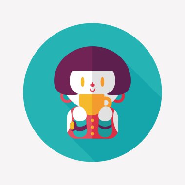 Bayan uzun gölge, eps10 düz simgesiyle kahve içme