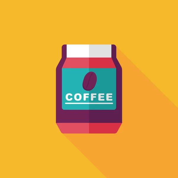 Glass canned coffee flat icon with long shadow,eps10 — Stock Vector