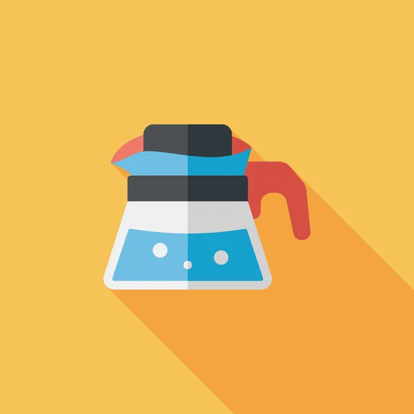 Koffie waterkoker platte pictogram met lange schaduw, eps10 — Stockvector