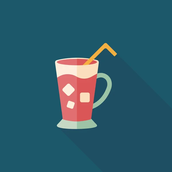 Ice drink flat icon with long shadow, eps10 — стоковый вектор