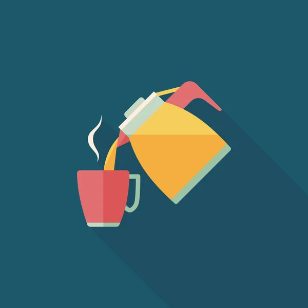 Hot tea flat icon with long shadow, eps10 — стоковый вектор