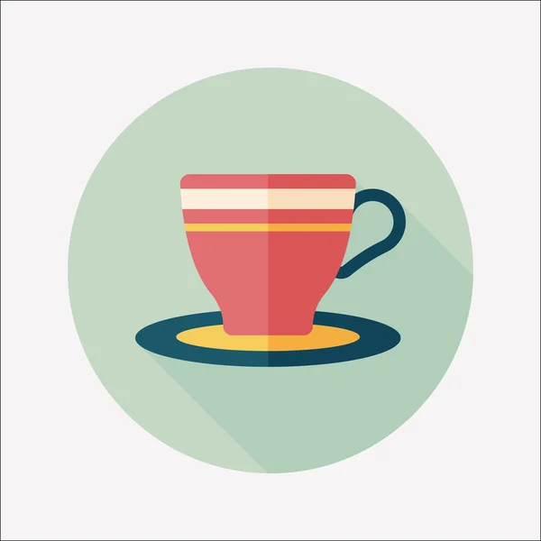 Taza de café icono plano con sombra larga, eps10 — Vector de stock
