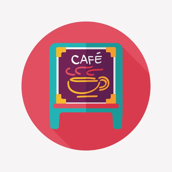 Café-Schilder flache Ikone mit langem Schatten, Eps10 — Stockvektor