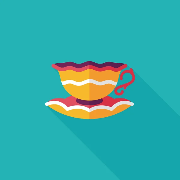 Tasse à café icône plate avec ombre longue, eps10 — Image vectorielle