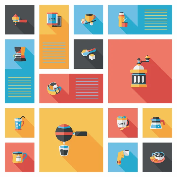 Café plano ui fondo conjunto, eps10 — Vector de stock