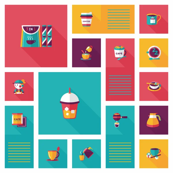 Café plano ui fondo conjunto, eps10 — Vector de stock