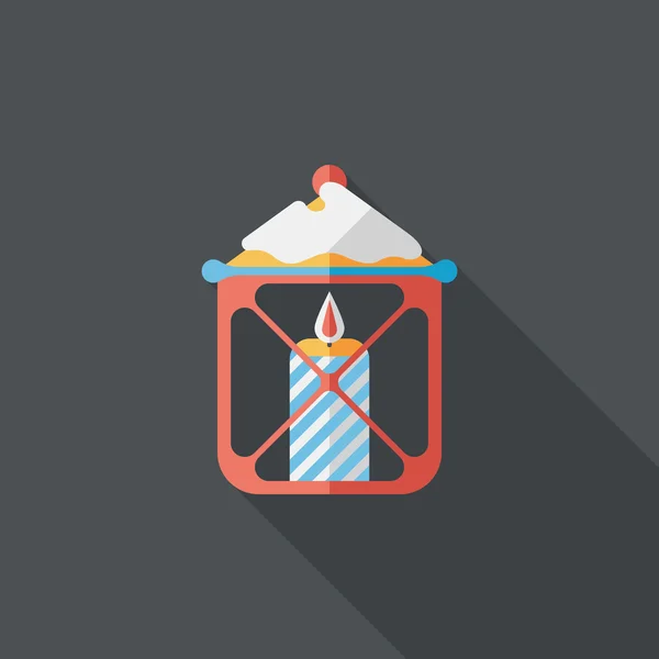 Bougie de Noël icône plate avec ombre longue, eps10 — Image vectorielle