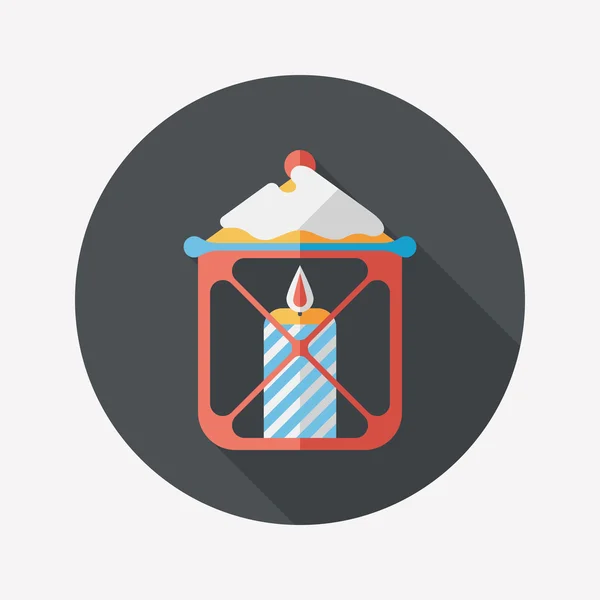 Vela de Navidad icono plano con sombra larga, eps10 — Vector de stock