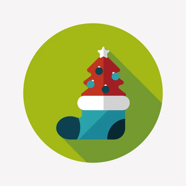 Uzun Gölge, eps10 ile Noel ağacı düz simgesi — Stok Vektör