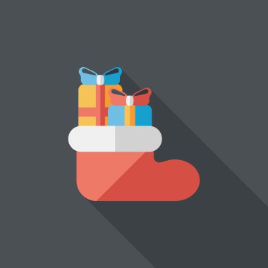 calcetín de Navidad icono plana con sombra, eps10