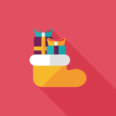 calcetín de Navidad icono plana con sombra, eps10