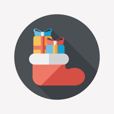 calcetín de Navidad icono plana con sombra, eps10