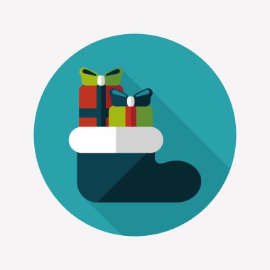 calcetín de Navidad icono plana con sombra, eps10