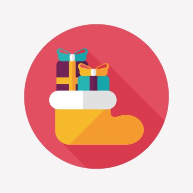 calcetín de Navidad icono plana con sombra, eps10