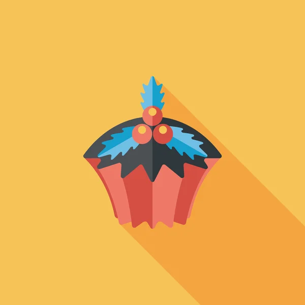Cupcake de Noël icône plate avec ombre longue, eps10 — Image vectorielle