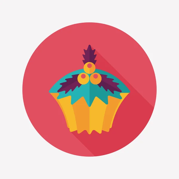 Cupcake de Noël icône plate avec ombre longue, eps10 — Image vectorielle