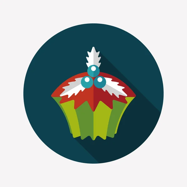 Cupcake de Natal ícone plano com sombra longa, eps10 — Vetor de Stock