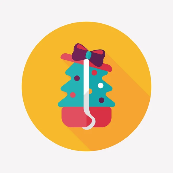 Weihnachtsbaum flache Ikone mit langem Schatten, Eps10 — Stockvektor