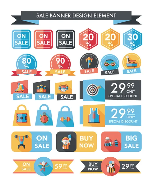 Ensemble de fond plat de conception de bannière de vente de sport, eps10 — Image vectorielle
