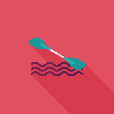 Tekne kürek uzun gölge, eps10 düz simgesiyle