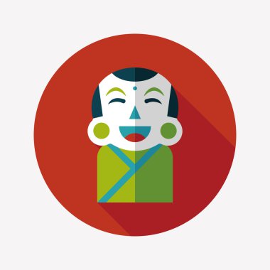 Çin yeni yılı uzun gölge, eps10, Maitreya bez bebek ile düz simgesi