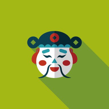 Çin yeni yılı düz simgesi ile uzun gölge, eps10, zenginlik tanrısı