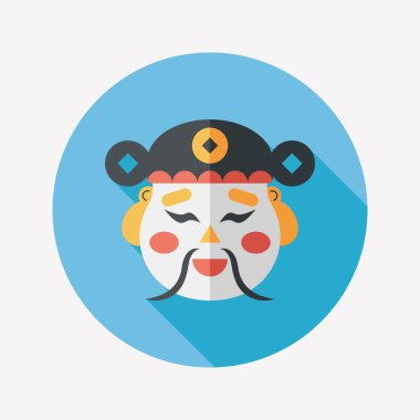 Çin yeni yılı düz simgesi ile uzun gölge, eps10, zenginlik tanrısı