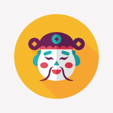 Çin yeni yılı düz simgesi ile uzun gölge, eps10, zenginlik tanrısı